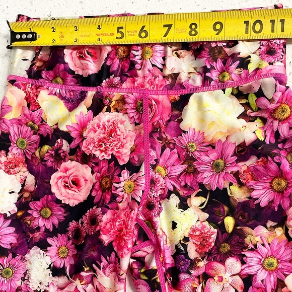 Terez New York XS Floral Print Leggings Pink Stretch Yoga Pants Activewear - Picture 8 of 12
